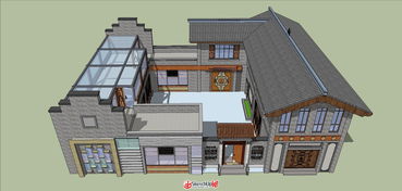 中式古建居民住宅建筑SketchUp模型庫 在SketchUp中國門戶網站探索住宅房屋建筑瑰寶